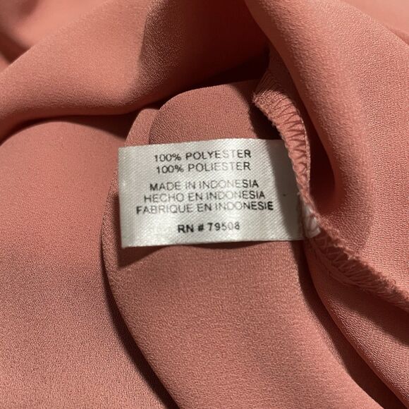 Adrienne Vittadini Ruffle Front V-Neck Blouse Shirt Mauve Pink Women's Medium‎ - Picture 8 of 8